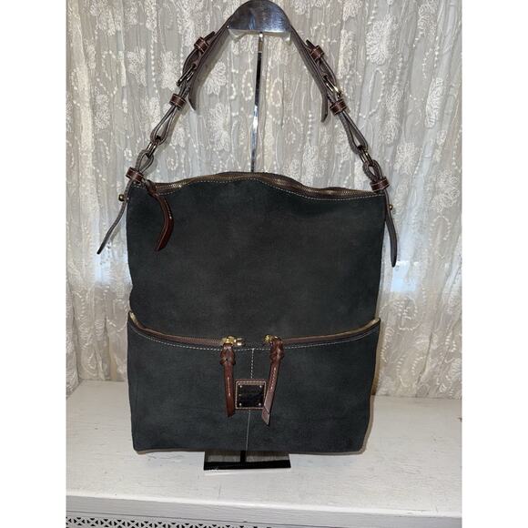 Dooney & Bourke Handbags - Dooney & Bourke Black Suede Zipper Pocket Sac Purse